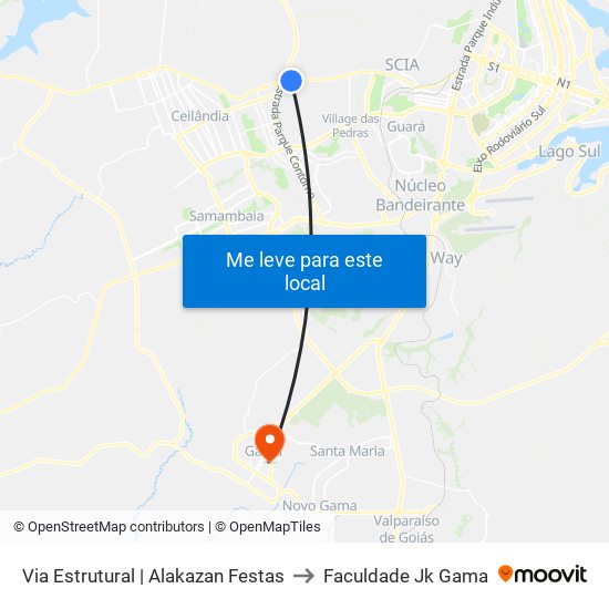 Via Estrutural | Alakazan Festas to Faculdade Jk Gama map
