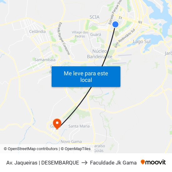 |Somente Desembarque| Av. Jaqueiras - Retorno to Faculdade Jk Gama map
