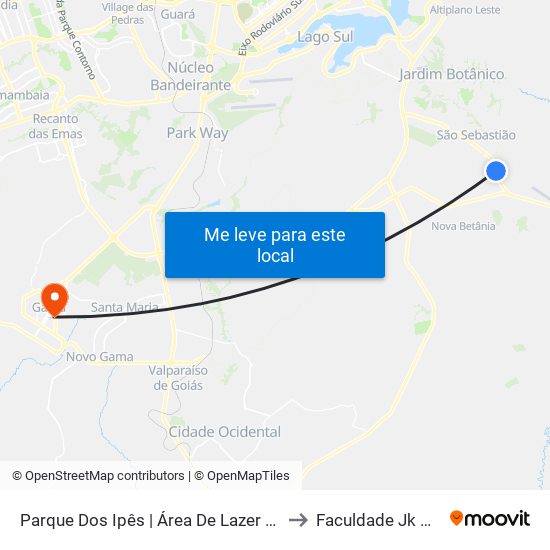 Parque Dos Ipês | Área De Lazer Do Crixá to Faculdade Jk Gama map