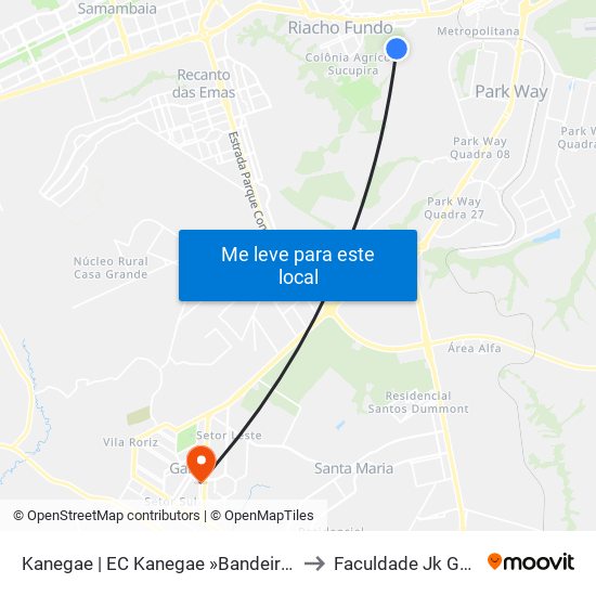 Kanegae | EC Kanegae »Bandeirante» to Faculdade Jk Gama map