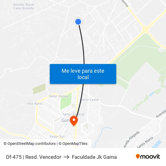 Df-475 | Resd. Vencedor to Faculdade Jk Gama map