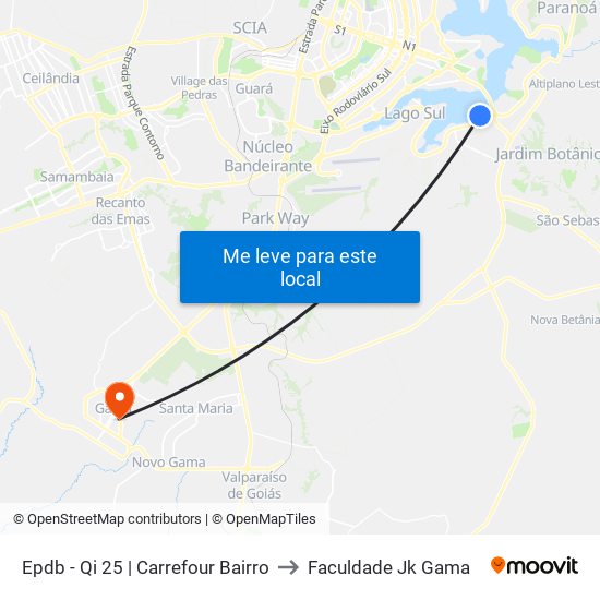 Epdb - Qi 25 | Carrefour Bairro to Faculdade Jk Gama map