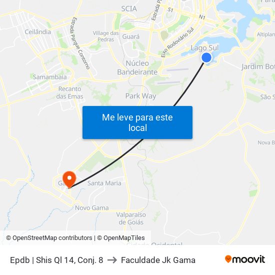 Epdb | Shis Ql 14, Conj. 8 to Faculdade Jk Gama map