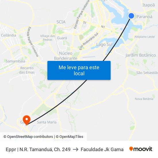 Eppr | N.R. Tamanduá, Ch. 249 to Faculdade Jk Gama map