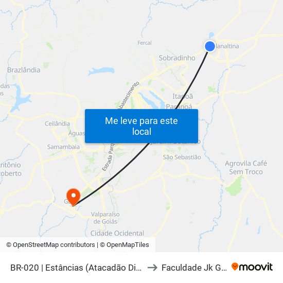 Br-020 | Estâncias to Faculdade Jk Gama map