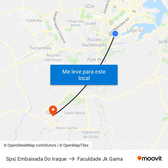 Sps| Embaixada Do Iraque to Faculdade Jk Gama map