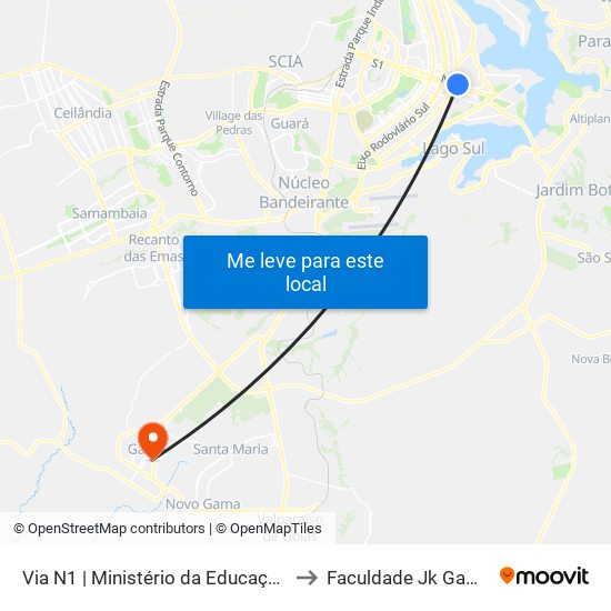 Via N1 | Ministérios Da Defesa (Fab) / Educação to Faculdade Jk Gama map