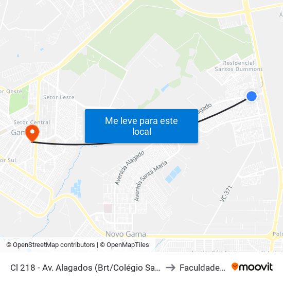 Cl 218 - Av. Alagados (Brt/Colégio Santa Maria/N.S.Aparecida) to Faculdade Jk Gama map