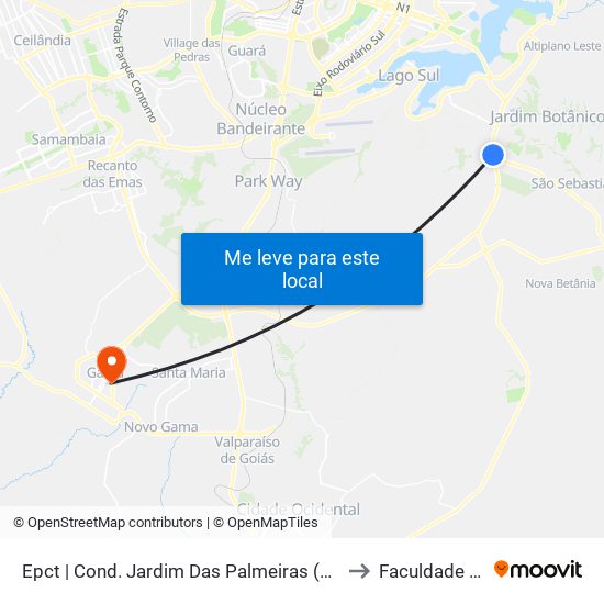 Epct | Cond. Jardim Das Palmeiras (Sentido São Sebastião) to Faculdade Jk Gama map