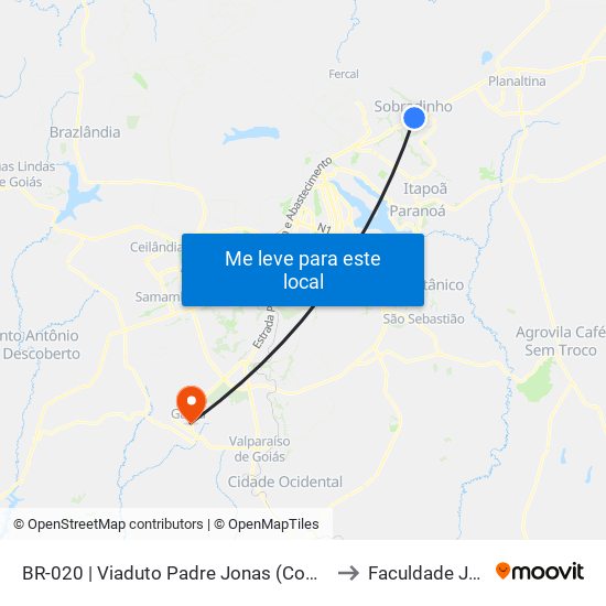 Br-020 | Viaduto Padre Jonas (Comper / Dia A Dia) to Faculdade Jk Gama map