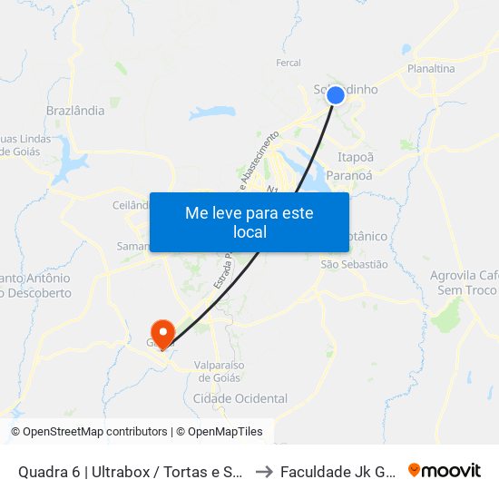 Quadra 6 | Ultrabox / Tortas E Sonhos to Faculdade Jk Gama map