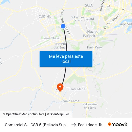 Comercial Sul | Csb 6 (Bellavia) to Faculdade Jk Gama map