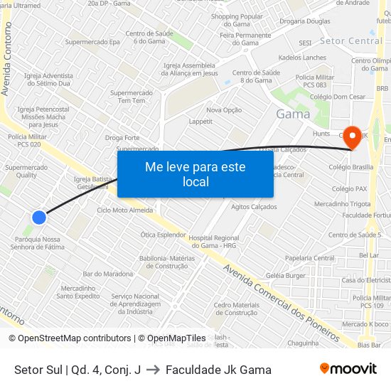 Setor Sul | Qd. 4, Conj. J to Faculdade Jk Gama map