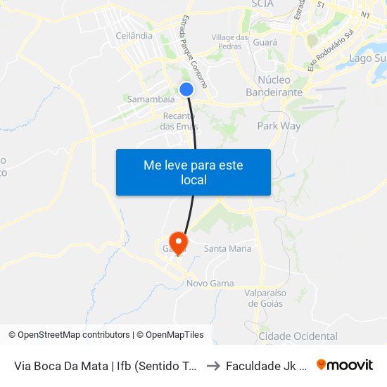 Via Boca Da Mata | Ifb (Sentido Taguatinga) to Faculdade Jk Gama map