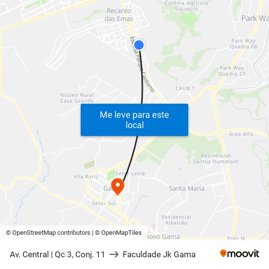 Av. Central | Qc 3, Conj. 11 to Faculdade Jk Gama map