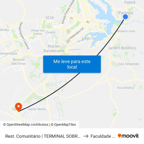 Av. Alta Tensão | Rest. Comunitário (Ponto Final Sobradinho E Planaltina) to Faculdade Jk Gama map