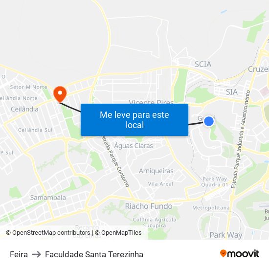 Feira to Faculdade Santa Terezinha map