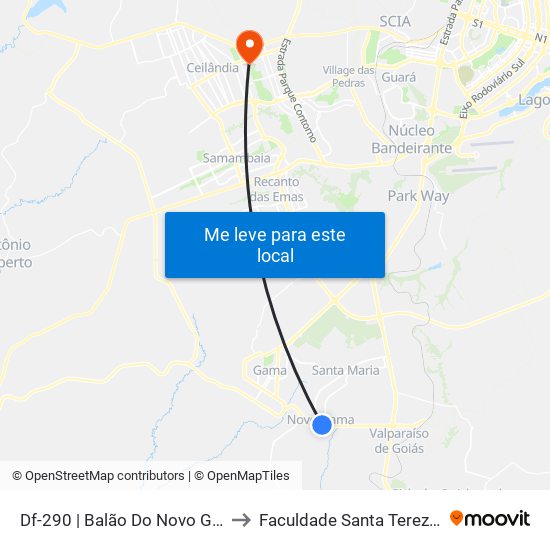Df-290 | Balão Do Novo Gama to Faculdade Santa Terezinha map