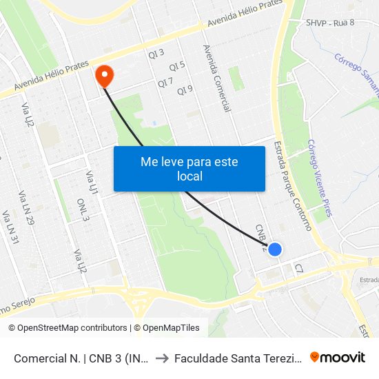 Comercial Norte | Cnb 3 (Inss) to Faculdade Santa Terezinha map