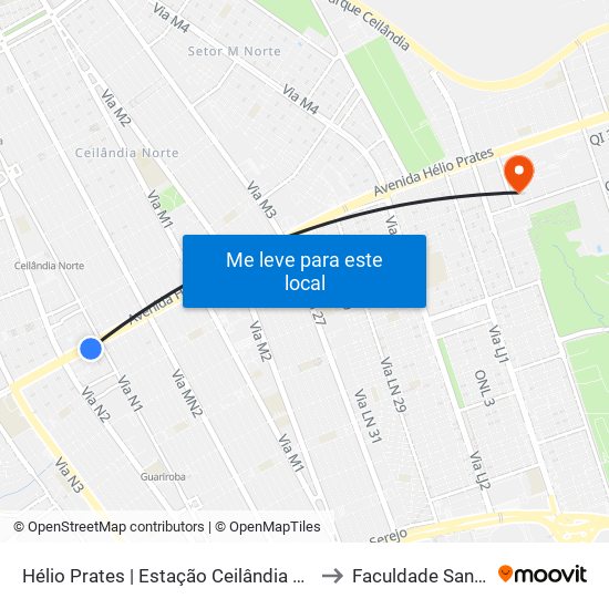 Hélio Prates | Estação Ceilândia Centro / Fort Atacadista to Faculdade Santa Terezinha map