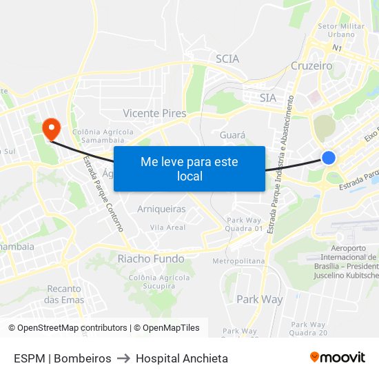 ESPM | Bombeiros to Hospital Anchieta map