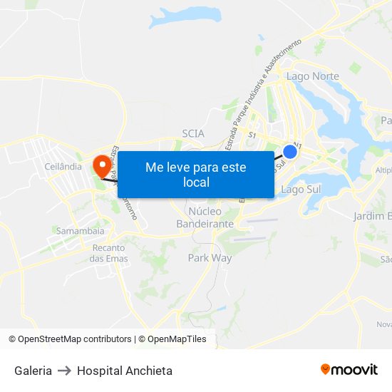 Galeria to Hospital Anchieta map