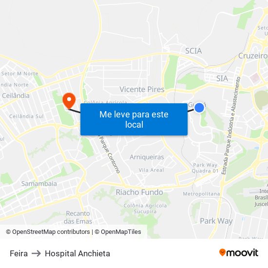 Feira to Hospital Anchieta map
