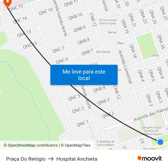 Praça Do Relógio to Hospital Anchieta map