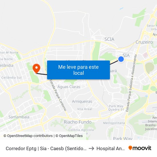Corredor Eptg | Sia - Caesb (Sentido Taguatinga) to Hospital Anchieta map