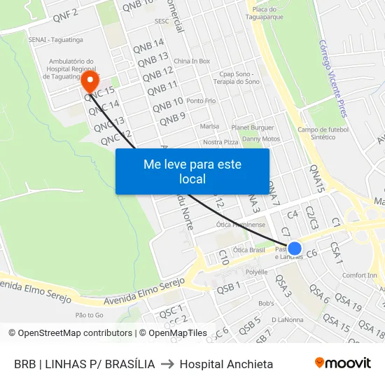 BRB | LINHAS P/ BRASÍLIA to Hospital Anchieta map