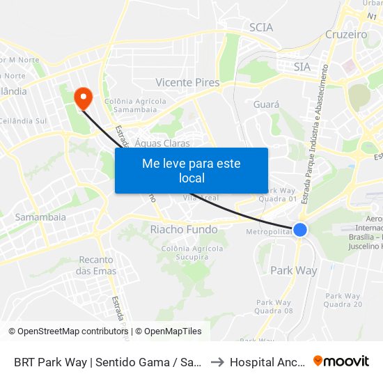 Estação Brt Park Way to Hospital Anchieta map