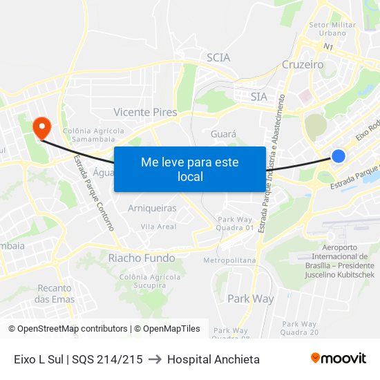 Eixo L Sul | Sqs 214/215 to Hospital Anchieta map