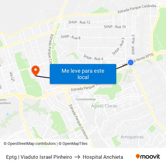 Eptg | Viaduto Israel Pinheiro to Hospital Anchieta map