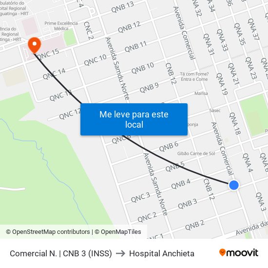 Comercial Norte | Cnb 3 (Inss) to Hospital Anchieta map