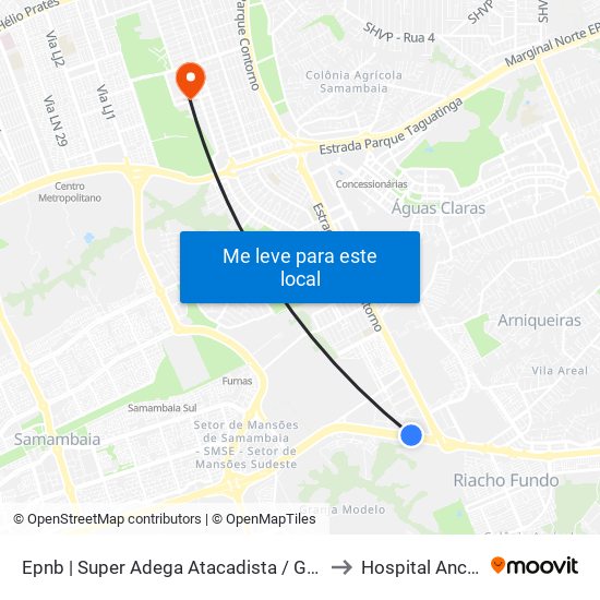 Epnb | Super Adega Atacadista / Gran Motel to Hospital Anchieta map