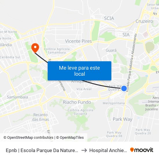 Epnb | Escola Parque Da Natureza to Hospital Anchieta map