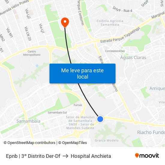Epnb | 3º Distrito Der-Df to Hospital Anchieta map