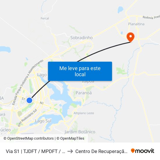 Via S1 | Tjdft / Mpdft / Palácio Do Buriti to Centro De Recuperação Leão De Judá map