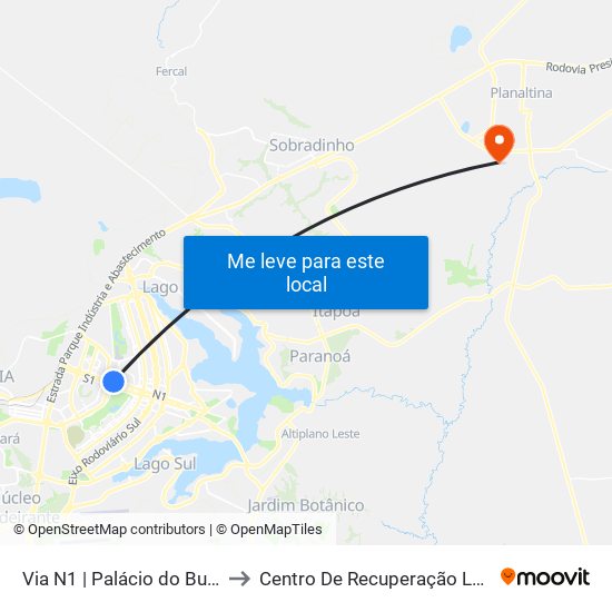 Via N1 | Palácio Do Buriti / Tribunal De Contas Do Df to Centro De Recuperação Leão De Judá map