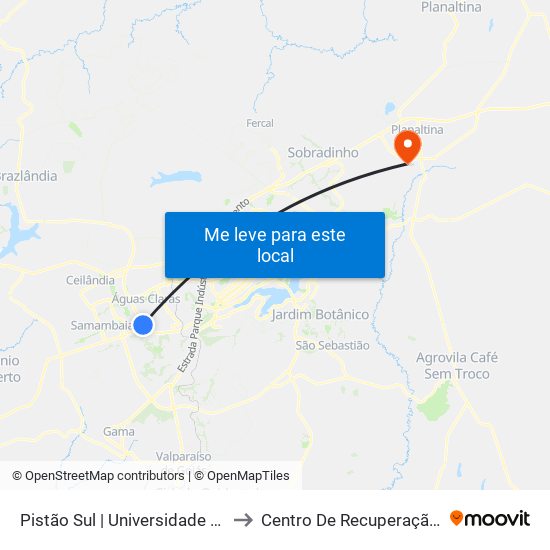 Pistão Sul | Universidade Católica / Estácio to Centro De Recuperação Leão De Judá map