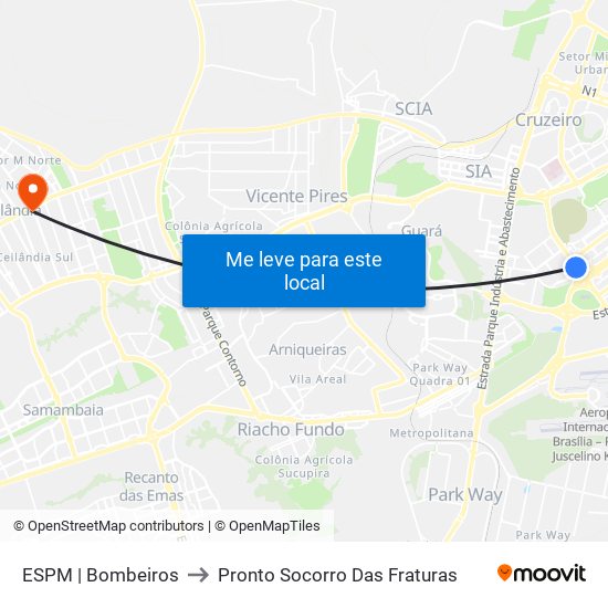 ESPM | Bombeiros to Pronto Socorro Das Fraturas map