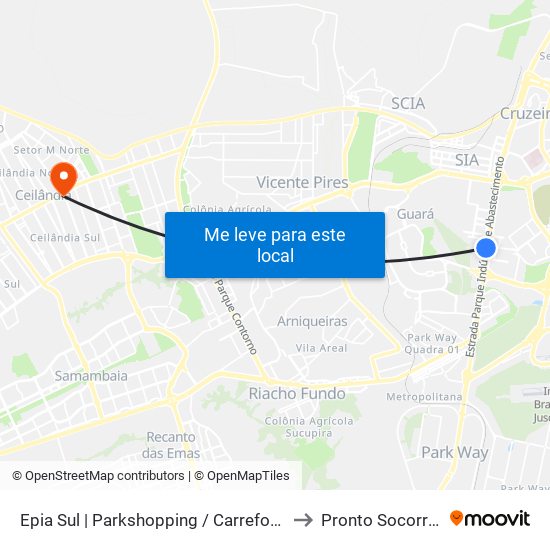 Epia Sul | Parkshopping / Carrefour / Rod. Interestadual / Assaí to Pronto Socorro Das Fraturas map