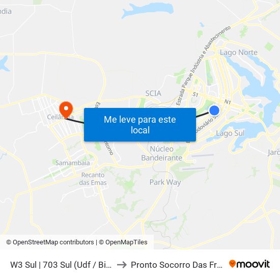 W3 Sul | 703 Sul (Udf / Big Box) to Pronto Socorro Das Fraturas map