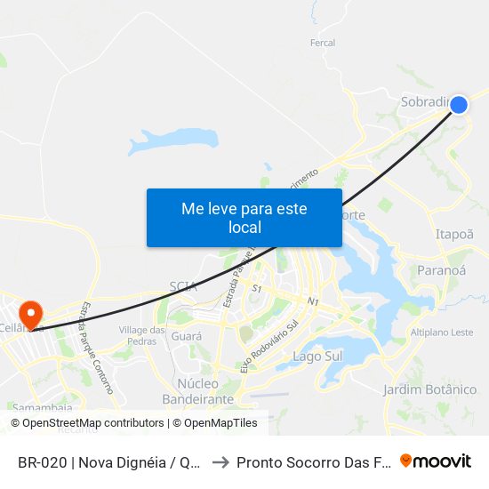 Br-020 | Nova Dignéia / Quadra 18 to Pronto Socorro Das Fraturas map