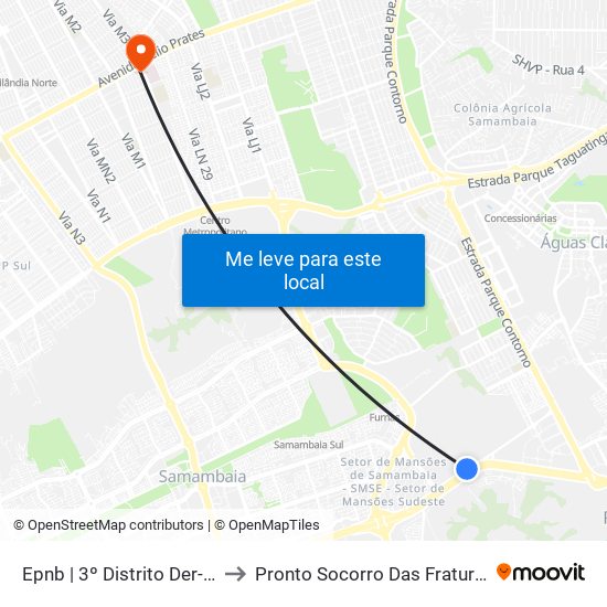 Epnb | 3º Distrito Der-Df to Pronto Socorro Das Fraturas map