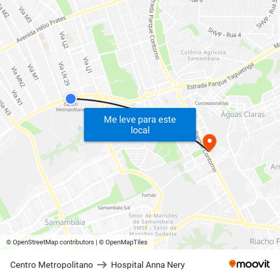 Centro Metropolitano to Hospital Anna Nery map