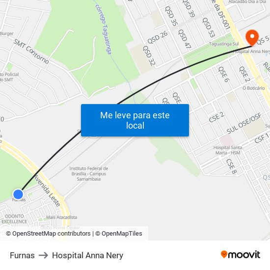 Furnas to Hospital Anna Nery map