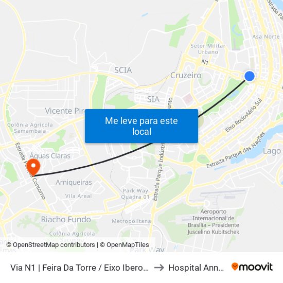 Via N1 | Feira Da Torre / Eixo Ibero-Americano to Hospital Anna Nery map