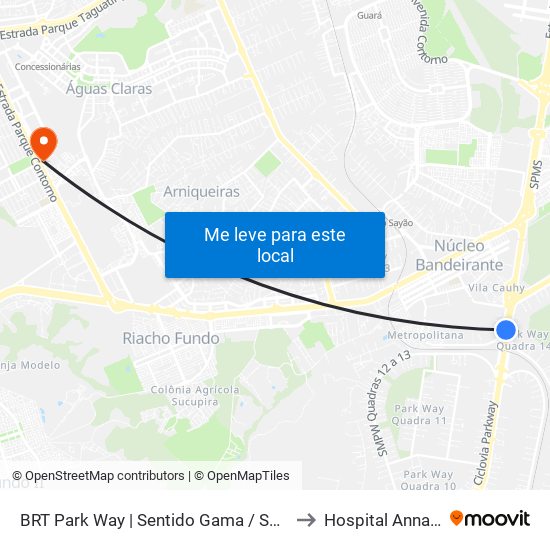 Estação Brt Park Way to Hospital Anna Nery map