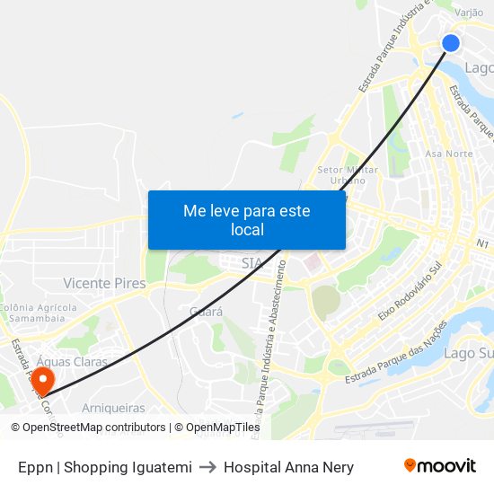 Eppn | Shopping Iguatemi to Hospital Anna Nery map